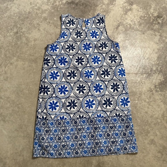 Mudpie Dress Womens Size Medium Blue White Mosaic Print Sleeveless Mini - Picture 9 of 13